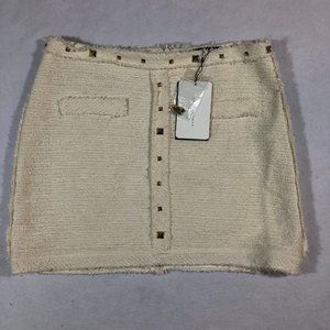 NEW Zara Womens Small Ivory Studded Tweed Mini Skirt School Girl NWT $80
